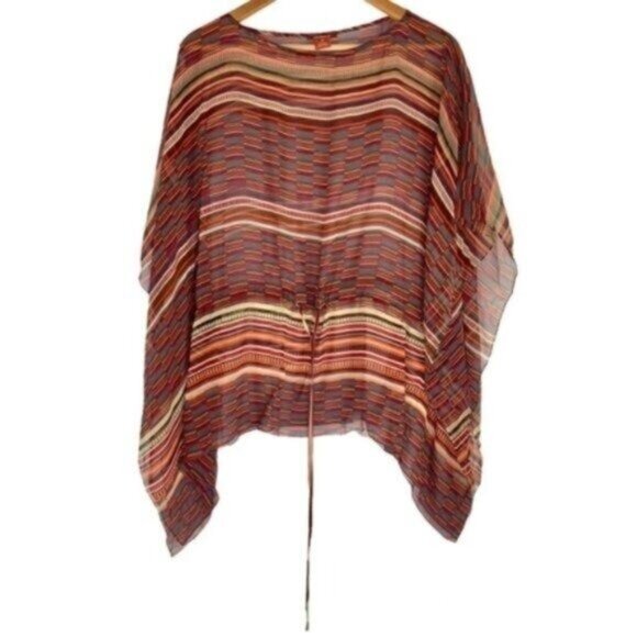 Sundance Silk Sheer Blouse Orange Red Cover Up Boho - Picture 1 of 6